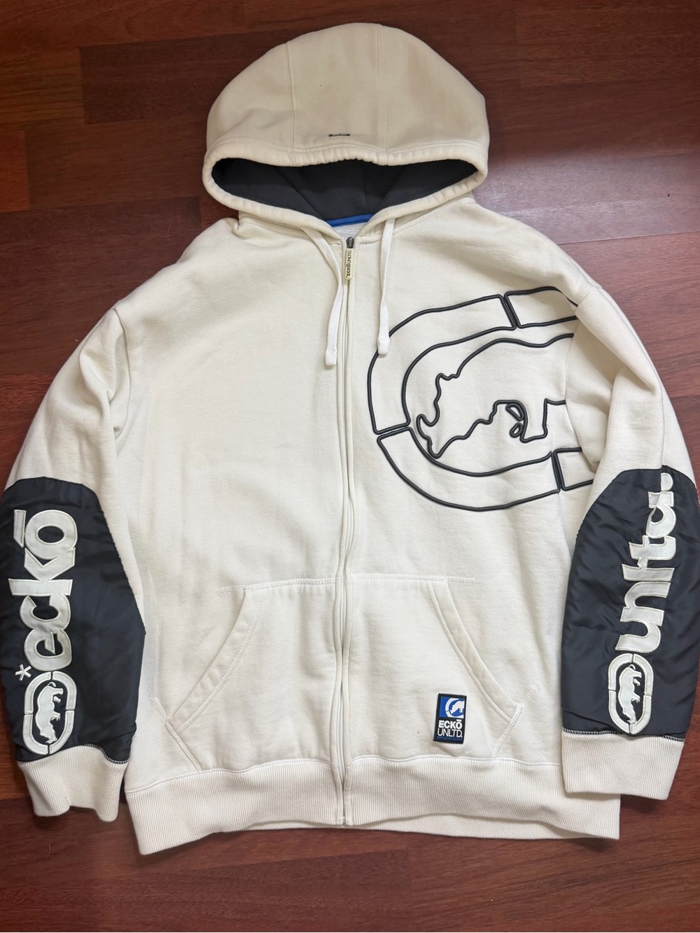 Vintage Y2K Ecko Unltd Men’s White & Black Baggy Skater Hoodie Size XXL